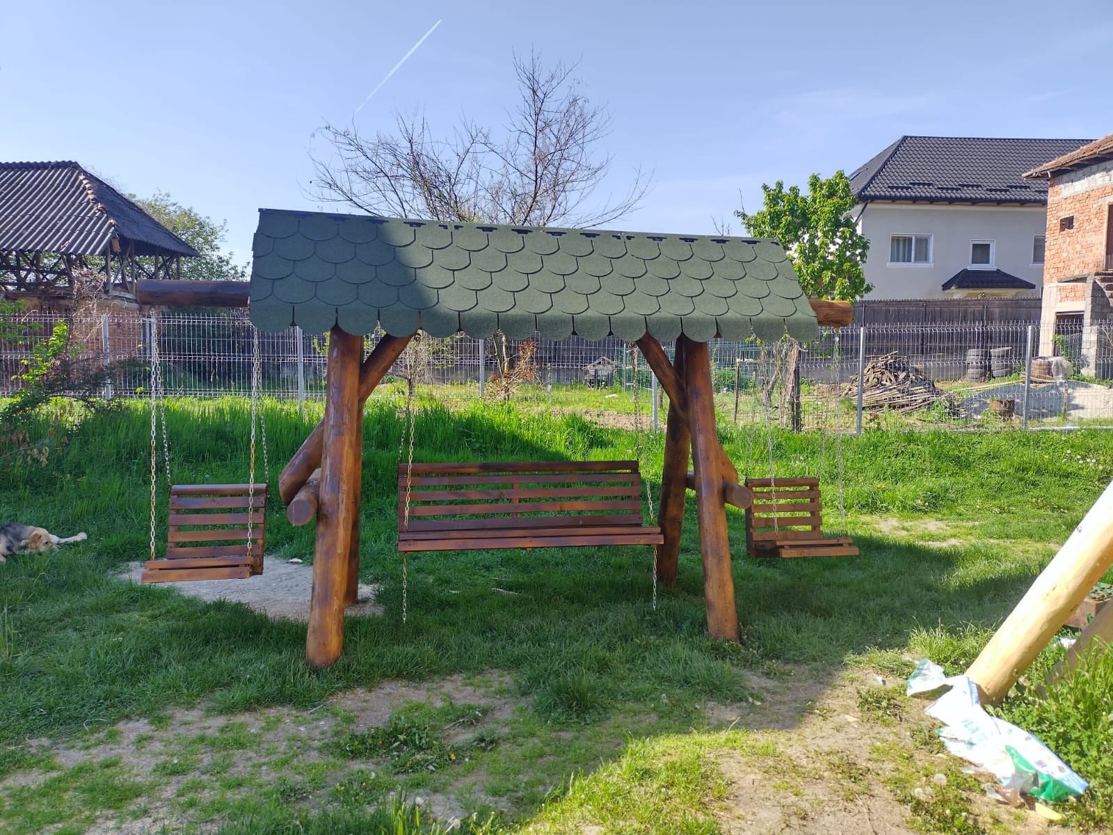 Balansoar Rustic cu 2 Pui – Leagăne Duble pentru Copii - imagine 2