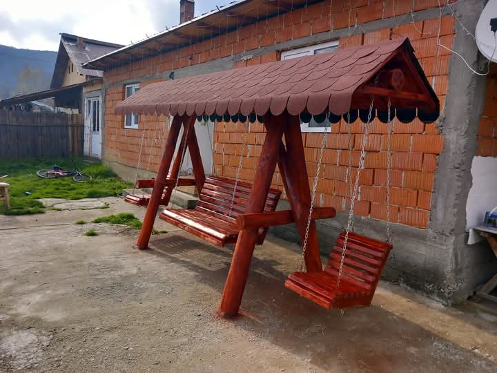 Balansoar Rustic cu 2 Pui – Leagăne Duble pentru Copii - imagine 5