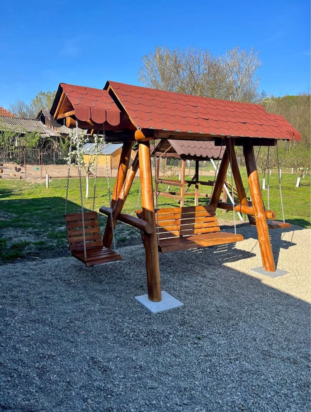 Balansoar Rustic cu 2 Pui – Leagăne Duble pentru Copii - imagine 6
