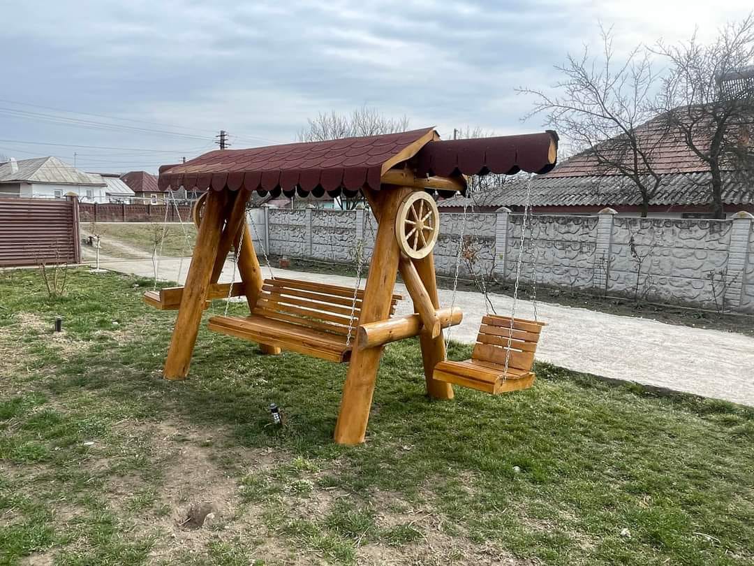Balansoar Rustic cu 2 Pui – Leagăne Duble pentru Copii - imagine 12