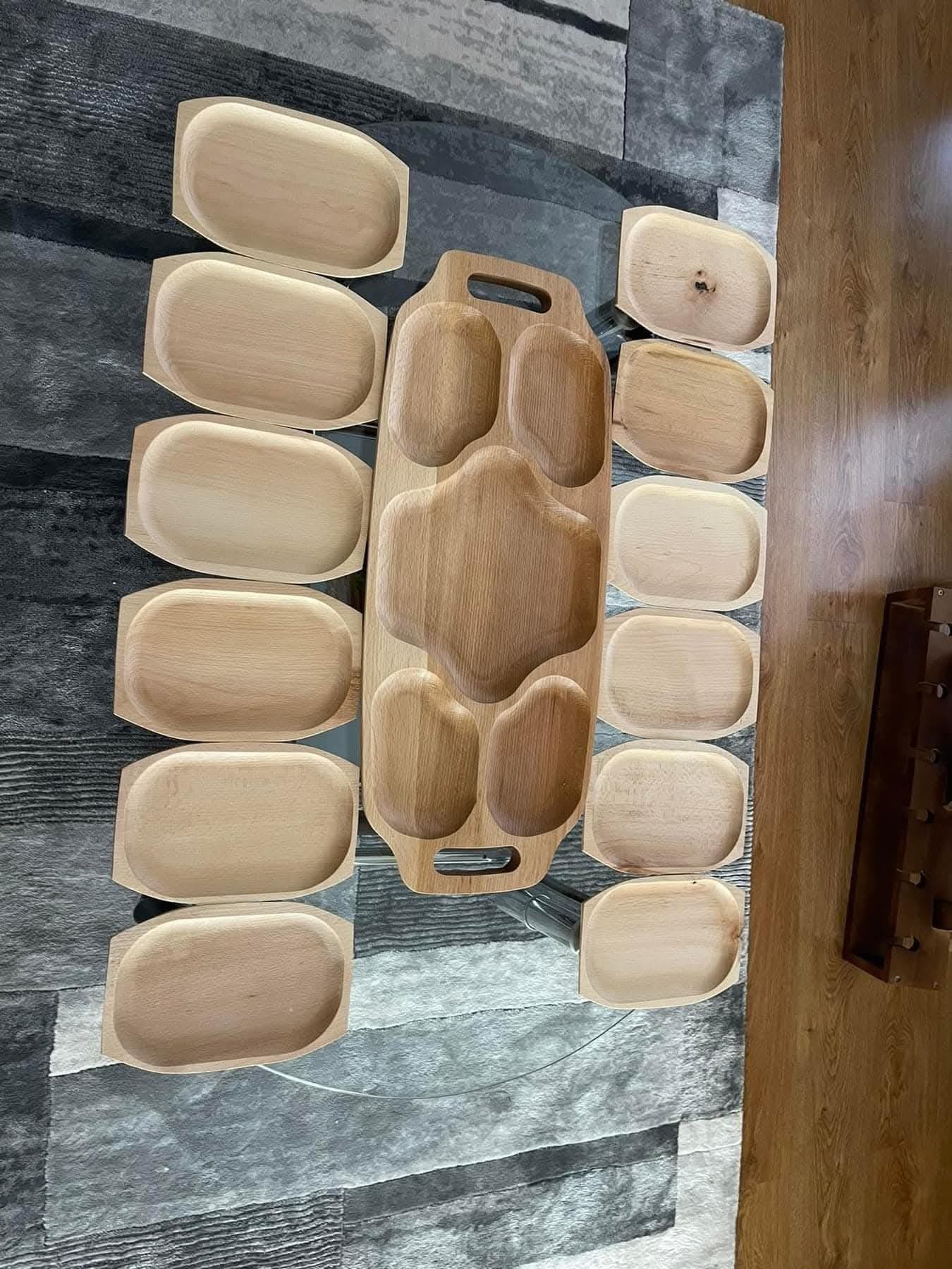 Set Rustic de Platouri din Lemn – Servire cu Stil Tradițional - imagine 2