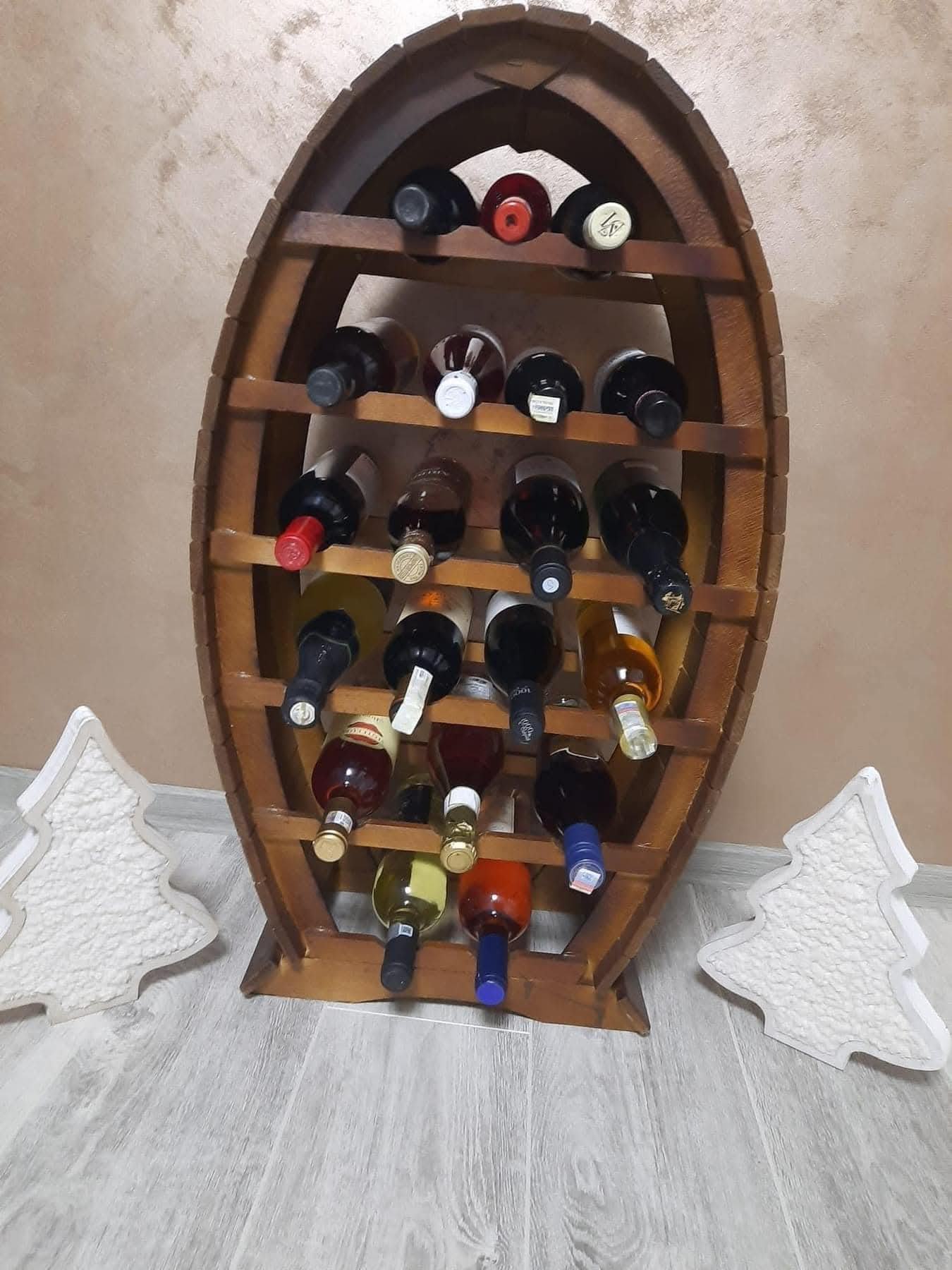 Suport de Sticle Rustic – Model Butoi Decorativ - imagine 3