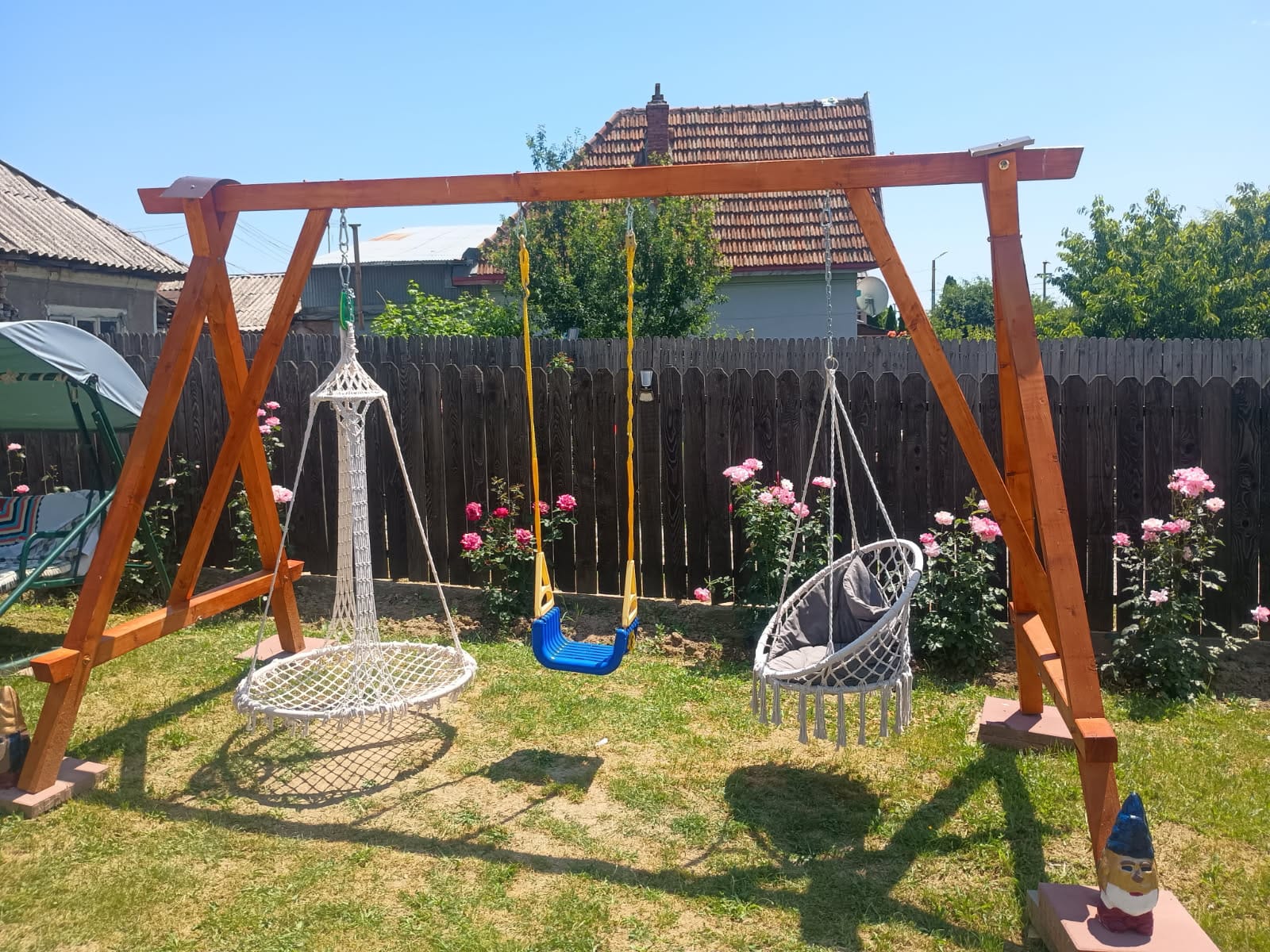 Balansoar cu Fotoliu Suspendat si Leagan pentru Copii, Lemn Masiv