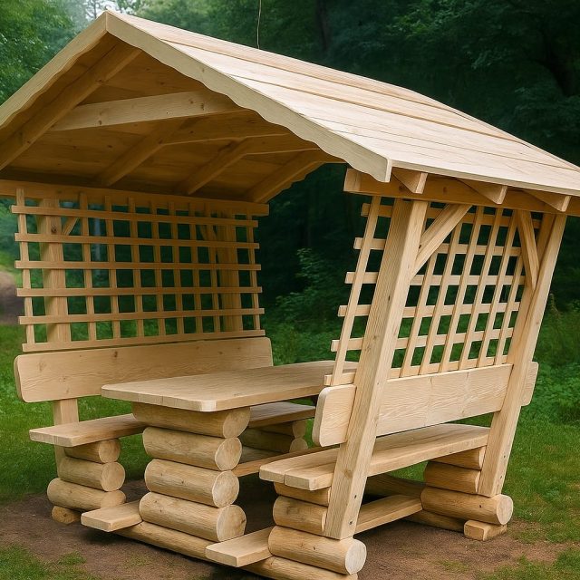 Foișor Rustic din Lemn – Model Decorativ din Lemn Masiv