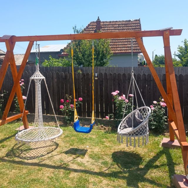 Balansoar cu Fotoliu Suspendat si Leagan pentru Copii, Lemn Masiv